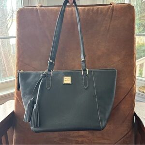 Dooney & Bourke Black Leather Tote with Tassel